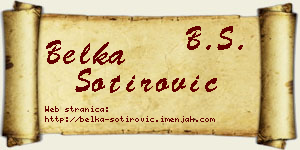 Belka Sotirović vizit kartica